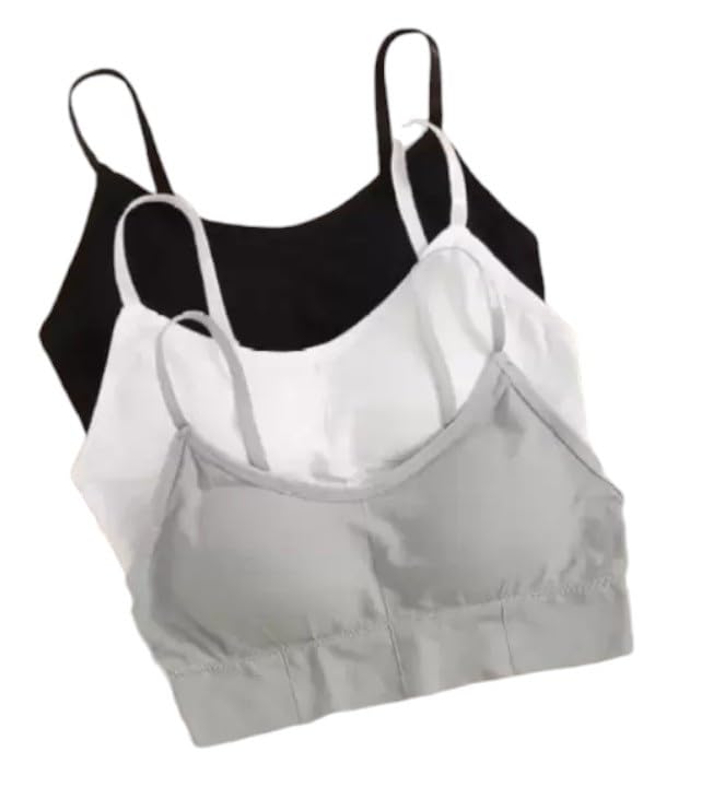 Women's Cotton Wire-Free Full Coverage Lightly Padded Sports Bra - Comfortable & Supportive Everyday Wear - Pack of 3 (Size- M, Black, White, Grey 1)-image-49