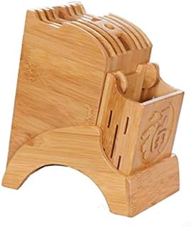 HomDSim Bamboo Knife Block Without Knives Knife Storage Organizer and Holder for Knives Scissors and Sharpening Rod