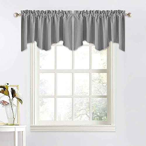 NICETOWN Sliver Grey Valances for Windows - Thermal Insulated Room Darkening Kitchen Curtain Valances Rod Pocket Bathroom Valances for RV Camper/Thank