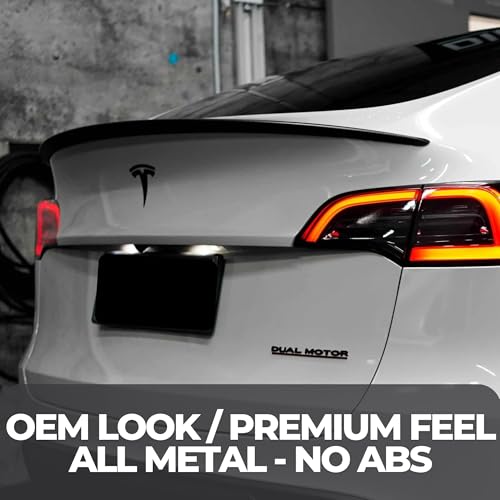 Image of Tesla Model Y Emblem Bundle Front Rear T Badge Matte Black Glossy Black Logo OEM Dual Motor Set Metal Decal Sticker with 3m Adhesive Juniper (Matte Black)