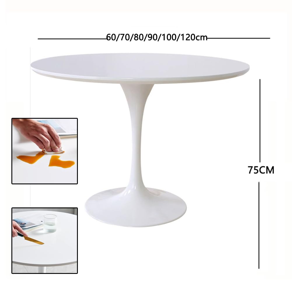 Générique Table Ronde Moderne Motif Tulipe - Idéale pour Salle à Manger, Salon ou Cuisine - Design élégant, diamètre 90 cm - Parfait pour Un intérieur Contemporain.