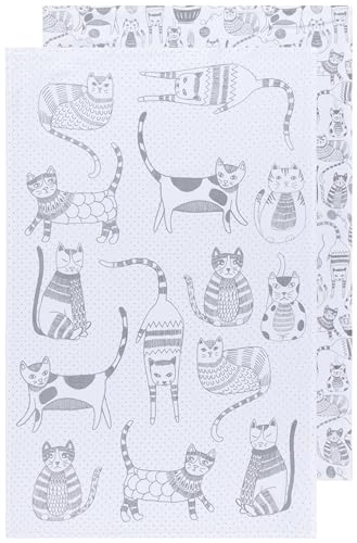Image of Now Designs Floursack Dishtowel Set of 2 | London Gray Purr Party