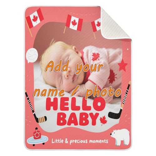 Custom Cute Baby Picture Canada Flag Red Security Blankets Cozy Customization Bunny Blanket for Girls or Boys 30x40in mantitas para Bebes recien nacidos
