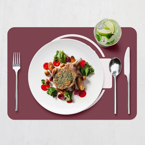 Sets de table souples en liège napperons rouge grand format x4 - 7