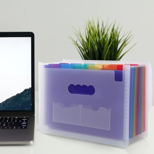 SKYDUE Organizador de arquivos sanfonado, 12 bolsos, pasta de arquivo expansível tamanho carta com a