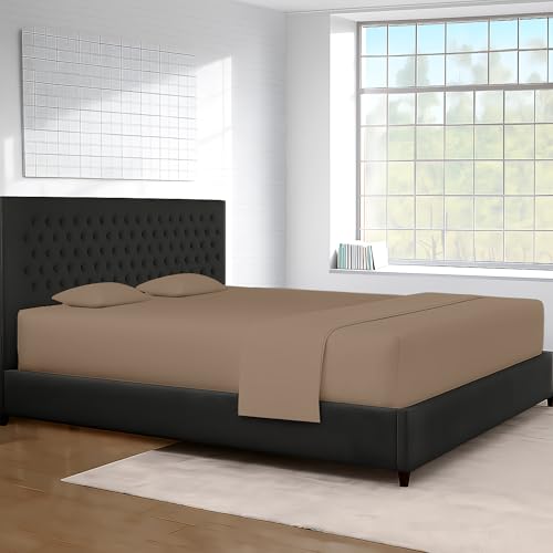 Image of SGI bedding 144 inchx84 inch 4 Pc Family XL Sheet Set 600 TC 18 inch Deep, Taupe