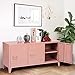 HOMYLIN Aufbewahrungsschrank aus Metall, modern, industriell, Wohnzimmer, TV-Schrank, Aktenschrank 120 cm, 3 Türen, Rosa