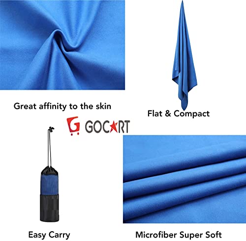 Image of GOCART WITH G LOGO Microfiber Quick Dry Towel for Home Gym Exercise and Outdoor Use (80 X 40 CM) (Blue, 2)