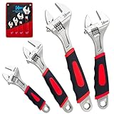 Navegando Adjustable Wrenches Set, Shifter Movable Spanners Set Adjustable Wrench Tools Kit with Rubber Grip (6/8/ 10/12 IN)