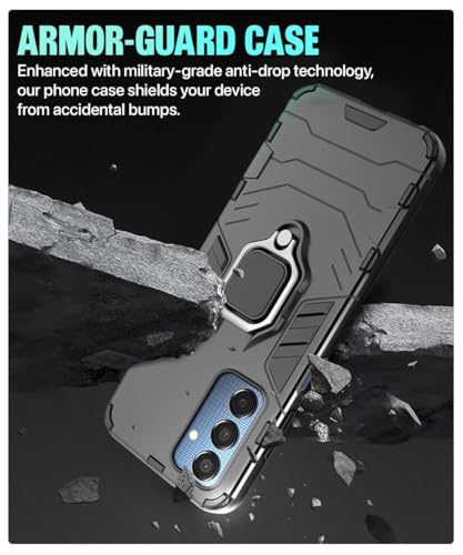 Image of AIBEX Armor Back Cover Compatible for Samsung A15 5G / Samsung F15 5G / Samsung M15 5G| Rugged Shockproof Case with Ring Holder & Kickstand | Military-Grade Protection | Magnetic Car Mount Compatible
