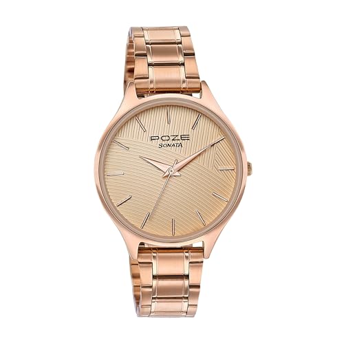 Image of Sonata Golden Hour Quartz Gold Round Dial Women's Watch | Stainless Steel Material | Multi Color Band - SP80111WM03