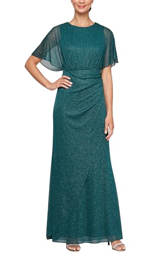 Image of S.L. Fashions Women's Glitter Mesh Stretch Dress W /Shoulder Embellishment Formal Long Gown, (Petite and Regular Sizes)