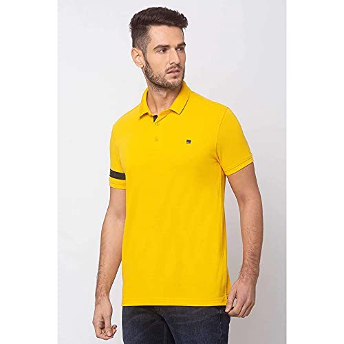 Image of Spykar Men's Embellished Slim Fit Polo T-Shirt
