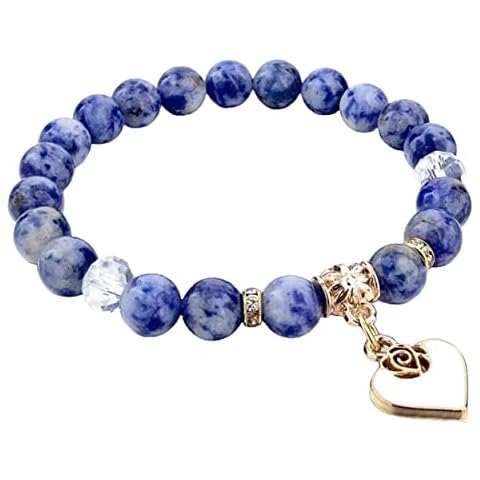 PIERRETOILES Pulsera de perlas y corazón en chapado en oro con sodalita Cover