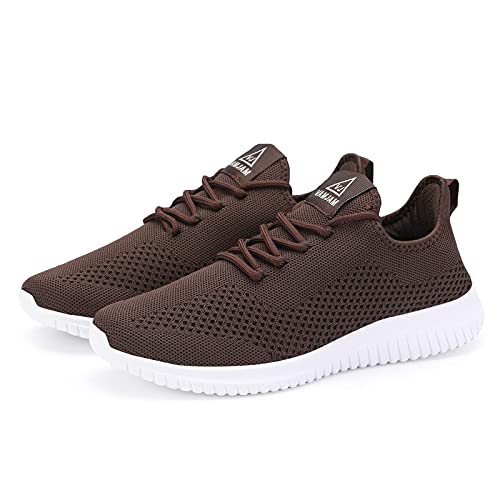 Image of YDB Men's Running Shoes Ultra Lightweight Breathable Walking Shoes Non Slip Athletic Fashion Sneakers Mesh Workout Casual Sports Shoes, Brown015, 9.5