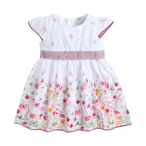 Image of Mama&Bebe Summer Dress for Girls with Cotton Soft Lining | Printed Fit & Flare Kids Outfit with Cute Bow Detail | Comfortable Breathable Party & Outing Dress for Toddlers and Little Girls