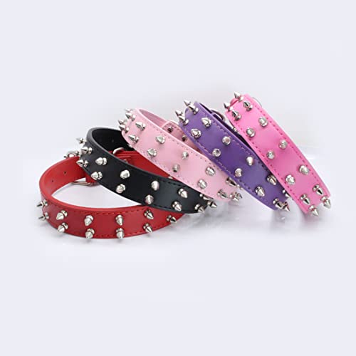 FUNAT Doppelreihiges Haustier Halsband mit Nieten, Niethalsband für mittlere und große Hunde, PU-Hundehalsband Hundekette