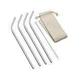 Outset 76624 Stainless Steel Bent Long Reusable Straws, 1 x 3.5 x 11.75 inches, Metallic