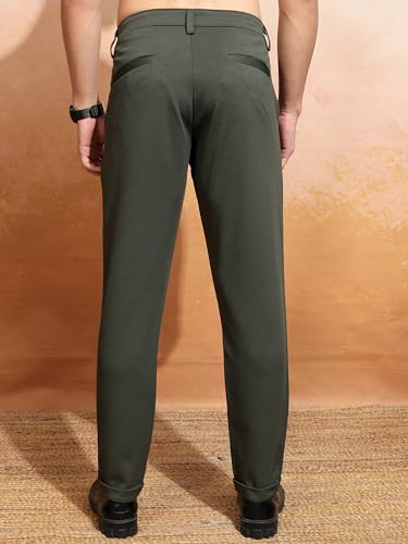 Image of Highlander Men's Slim Fit Formal Trousers | Ankle Length | Smart Chinos for Men | Comfortable Fabric for Daily Work & Formal Occasions