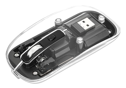 Manhattan 190268 Souris Optique sans Fil 800-1600 dpi avec Micro récepteur USB Noir Transparent Noir