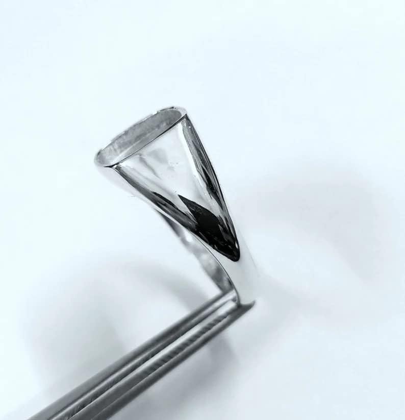 Miniatura 6 de Anillo cuadrado de plata de ley 925 con forma de cojín para hombre, ajuste de bisel en blanco, 0.49 x 0.39 pulgadas, base de anillo en blanco,