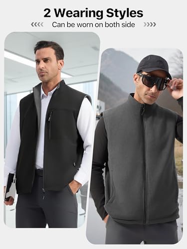 FREE SOLDIER Mens Winter Vest Outerwear Warm Fleece Lined Windproof Reversible Softshell Sleeveless Jacket for Work Hiking3