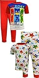 PJ Masks Boys Heroes Cotton Toddler 4 Piece Pajama Set (2T) White