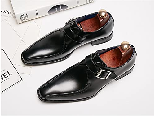 Shoes Dress Oxford for Men Slip On Monk Strap Bike Toe Leather Slip Resistant Block Heel Rubber Sole Non Slip Casual4