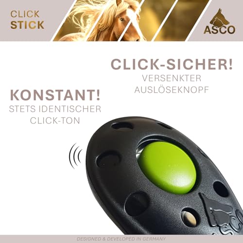 ASCO ClickStick - Target Stick mit abnehmbarem Premium Clicker - Target Stab für Hunde Katzen Clickertraining - Targetstick ausziehbar mit extra Klicker - Targetstab für Target-Training, schwarz