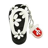 CHUYI Shoes Design 128GB Flip Flop USB 2.0 Flash Drive with Flower Pattern Beach Sandal Summer Pendrive with Key Ring Cap Memory Stick Cute Thumb Drive Data Storage Gift (Black)