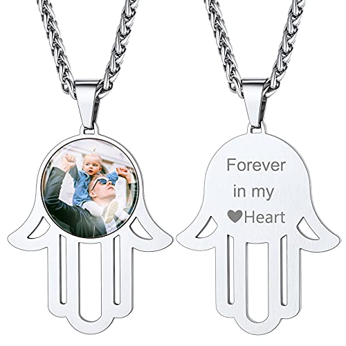 ChainsHouse Personalized Photo Necklace Men Women, Stainless Steel/18K Gold Plated Chain, Custom Picture Image Engrave Text Rectangular/Heart/Oval/Dogtag Pendant DIY Memorial Jewelry,Send Gi