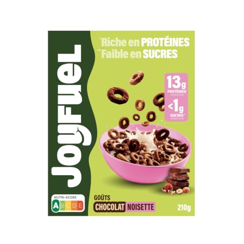 JOYFUEL Petit déjeuner- Boîte de 210g Chocolat Noisettes- Un véritable concentré de gourmandise et de protéine-Faible en sucre- Lot de 4