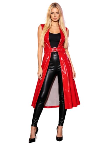 Jacket similicuir longue pour femme manteau noir imperméable de rue style streetwear tendance