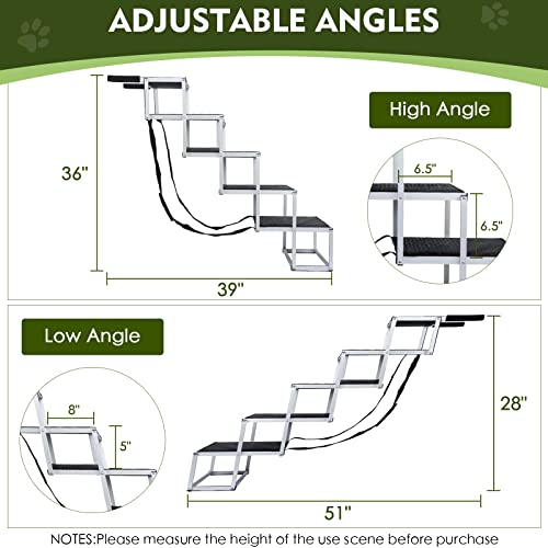 Upgraded Pet Dog Car Step Stairs For Cars And Suv, Folding Dog Ramp,Lightweight Portable Large Dog Ladder, Great For Cars,Suv,Trucks,Couch And High Bed,6 Steps #TOP2