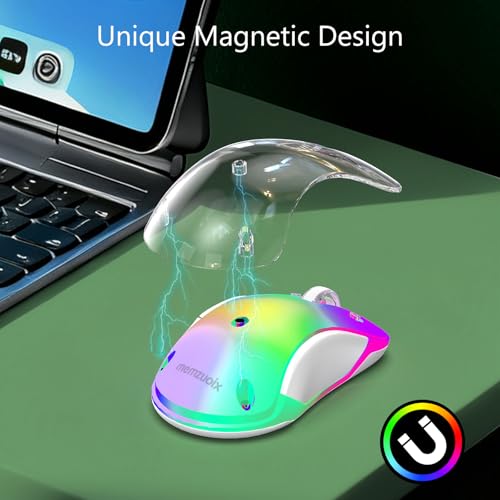 Image of memzuoix 2.4G Wireless Mouse with Customizable Cover & 9-Color LED - Rechargeable Ergonomic, 1400 DPI, 5 Buttons, USB Receiver for PC /Mac - Green