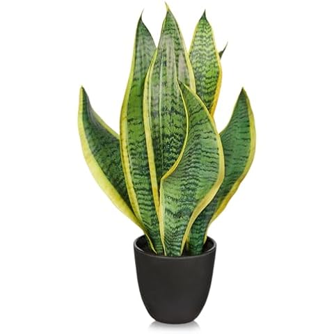 Arborus 41.5CM Artificial Snake Plant in Black Pot Cover