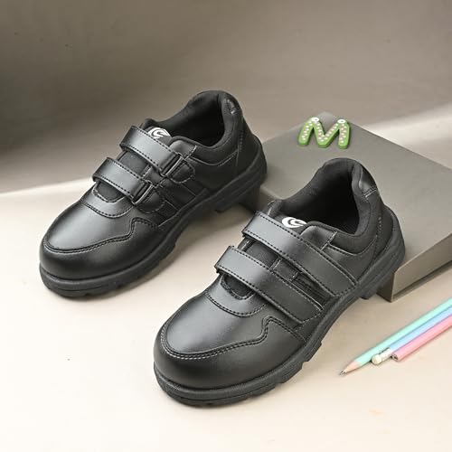 Image of Centrino Unisex-Child Uniform School Shoes | Soft Cushioned Memory Foam Heel Pad Support | Kid's | Boy's | Girl's | Children |Uniform Shoes | Lightweight | Velcroo |Easy Wear & Care| Formal Shoes | Padded Textured Heel Grip Lining | Breathable | All Day Comfort (8121)