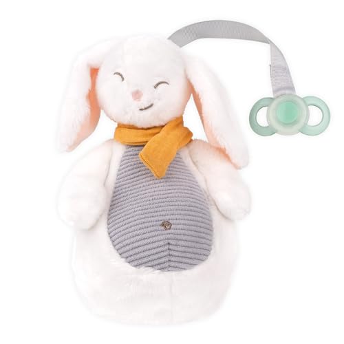 dentistar Portachupetes Conejo con chupete de Día & Noche Talla 1 incluido - peluche y soporte para chupete con chupete que se adapta a las mandíbulas - Ayuda al bebé a dormir