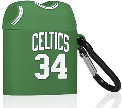 Lupct Green Basketball Shirt Compatible with Airpods 1/2 Case Silicone, Cute Cartoon 3D Cool Air pods Design Cover, Fun Fashion Stylish Funny Cases for Kids Teens Boys Character Skin Keychain Airpod