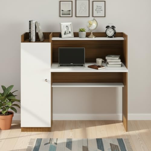 Image of FURNEASER Florian Engineered Wood Study Table for Home & Office, Computer & Laptop WFH Workstation, Gaming Table with Storage, Large Writing Desk for Students & Professionals