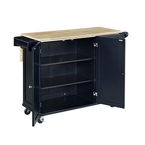 Home Styles Liberty Kitchen Cart with Wood Top - Black
