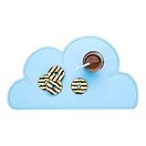 Restaurantware Silicone Cloud Shaped Food Placemat - Blue - Non-Slip - Easy Clean - Tabletop Protection - Great For Infants Toddlers & Kids - 18 3/4' x 10 1/2' - 1ct Box
