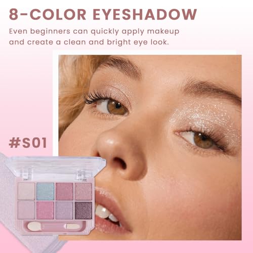 Image of SUAKE Nude Pink Eyeshadow Palette, Matte & Shimmer, High Pigmented 12 Colors Brown Purple Eye Shadow Primers for Eye Makeup, Korean Powder Palet de sombras de ojos (05-Aurora Candy)