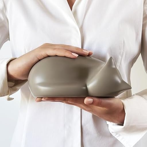 Comemori urna funeraria en forma de gato durmiendo, color marrón claro (beige, arena) | Ya disponible en tu tienda friki favorita! En mundofriki.es!