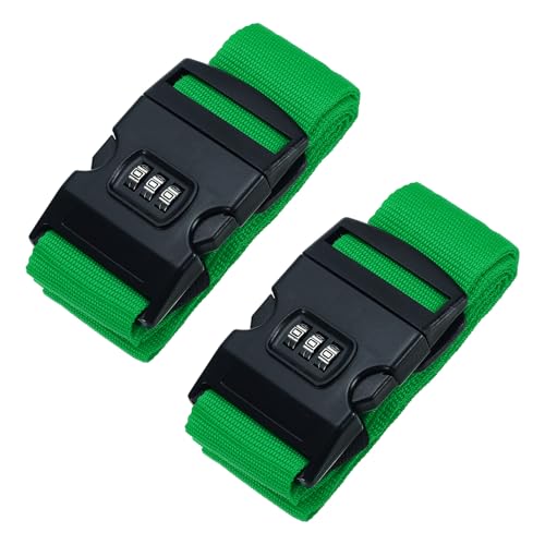 Image of PATIKIL Luggage Straps, 2 Pack Suitcase Straps Adjustable Luggage Belts Strap with Combination Lock for Luggage Suitcases Travel, Grass Green