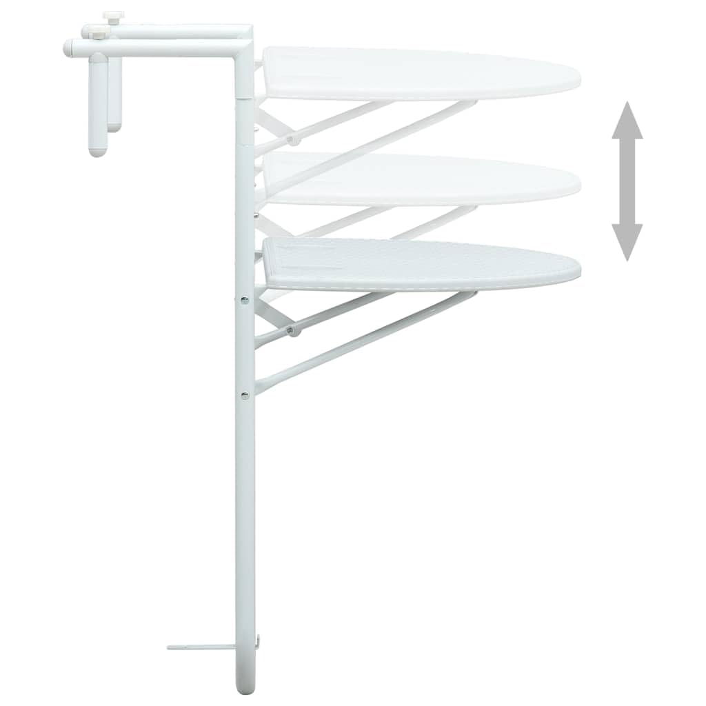 Balkon-Hängetisch Weiß Kunststoff Rattan-Optik 60x64x83,5 cm höhenverstellbar klappbar wetterfest stabil für Garten Terrasse Outdoor Veranda