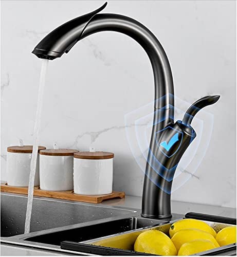 BHFPFZA Black Ch Kitchen Sink Faucet Pull-Out Mixer Tap for Bar & Farmhouse Single Handle Rotat Tap Commercial Grade Brass Faucet Slish & Kitchen Fixture