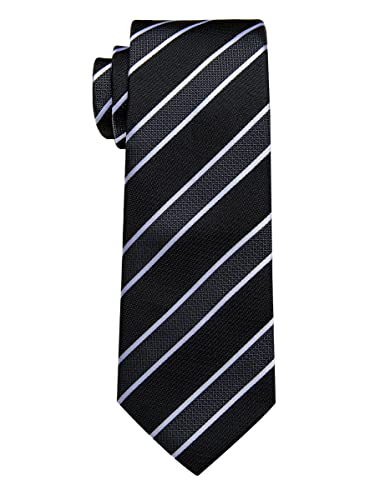 Yourties Men's Tie Set Silk Black White Striped Necktie And Tie Clip Wedding Party Ties #TOP6