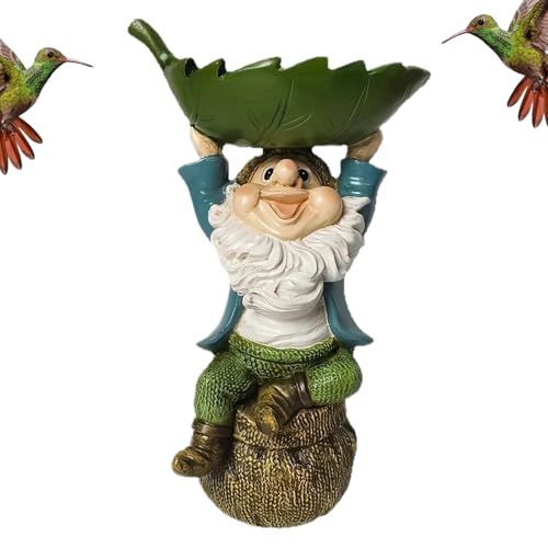 Mangeoire pour oiseaux nain de jardin en résine avec bain intégré - 2