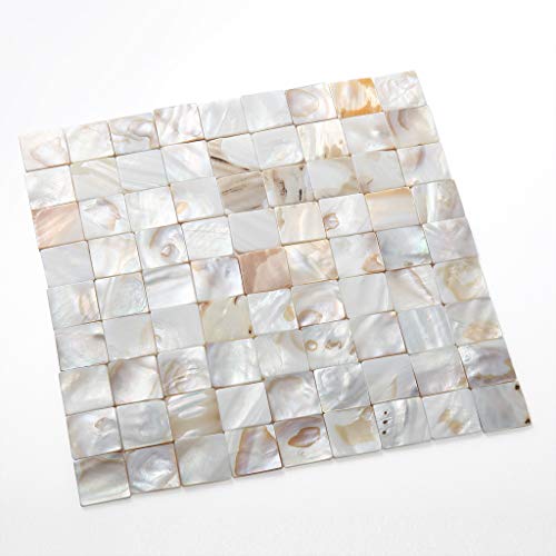 Mdluu 350Pcs Mother Of Pearl Mosaic Tiles, Natural Shell Tiles, Square Mosaic Pieces For Home Decoration, Crafts, 0.8"(L) X 0.8"(W) X 0.078"(T) #TOP4